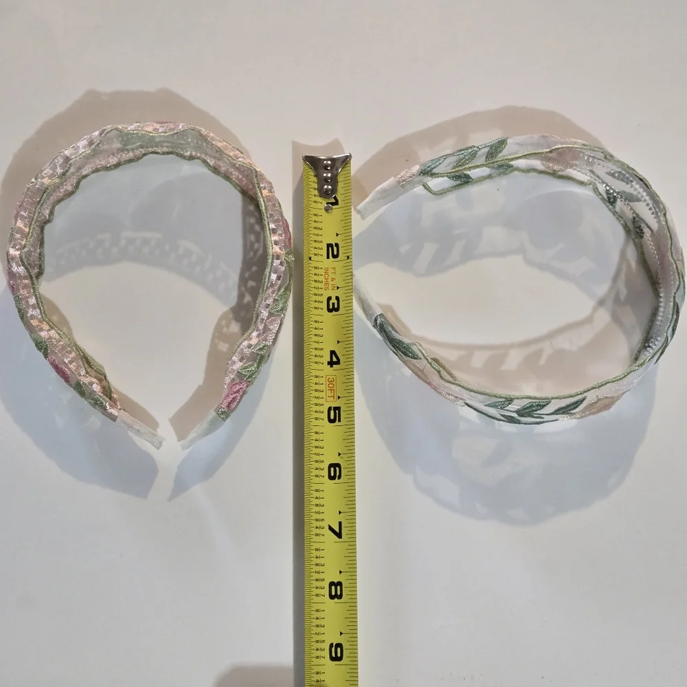 2 Floral Embroidered Headbands